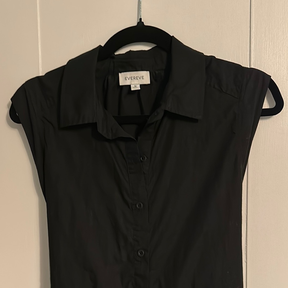 Evereve Black Perry Tie Waist Shirt Dress Sz M